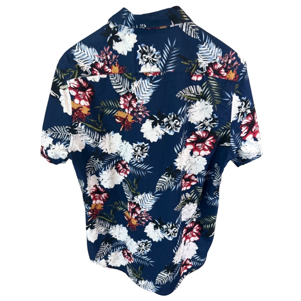 Ricky & Micky Navy Blue Tropical Floral Button-Up Shirt - Slim Fit - Size Medium - Picture 4 of 12